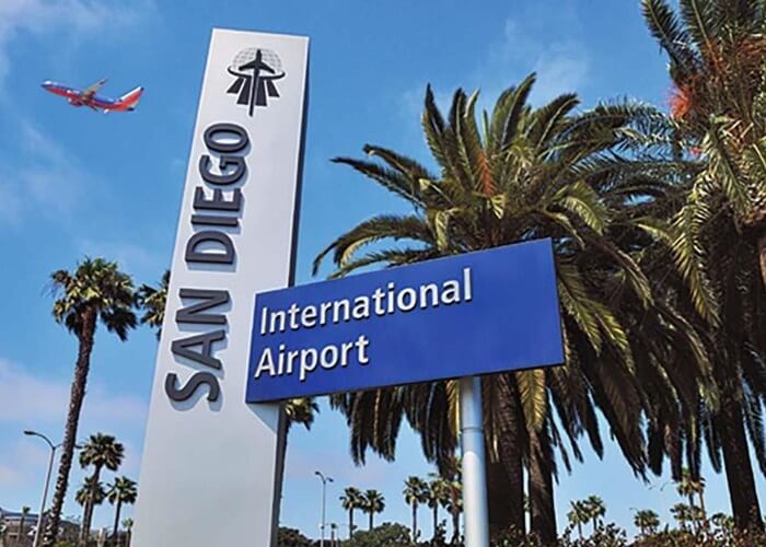 San Diego International Airport is an international airport serving San Diego, California, United States. The airport is located three miles northwest of downtown San Diego. It covers 663 acres of land and is ranked the third busiest airport in California in terms of passenger traffic.