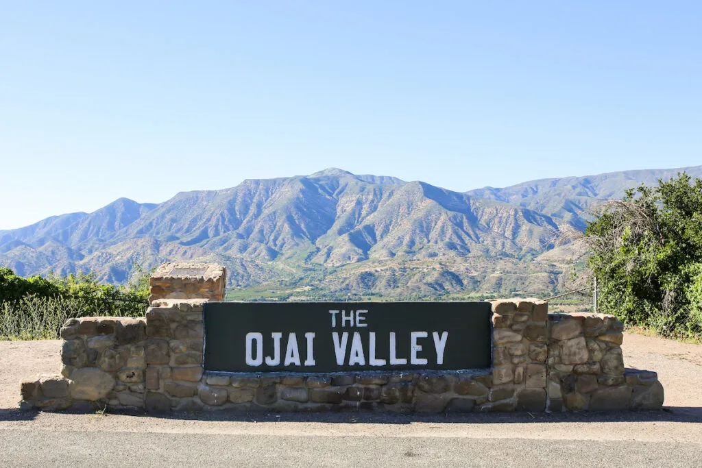 Ojai California scenic landscape and Rosie Taxi Cab transportation